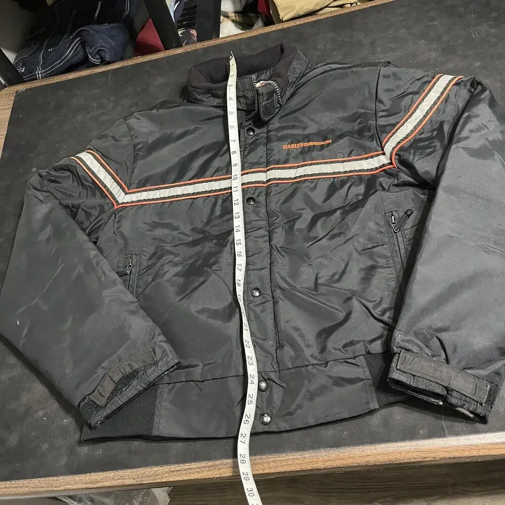 Vintage Harley Davidson Bomber Jacket Men 70s XL Black USA Motorcycle Riding AMG